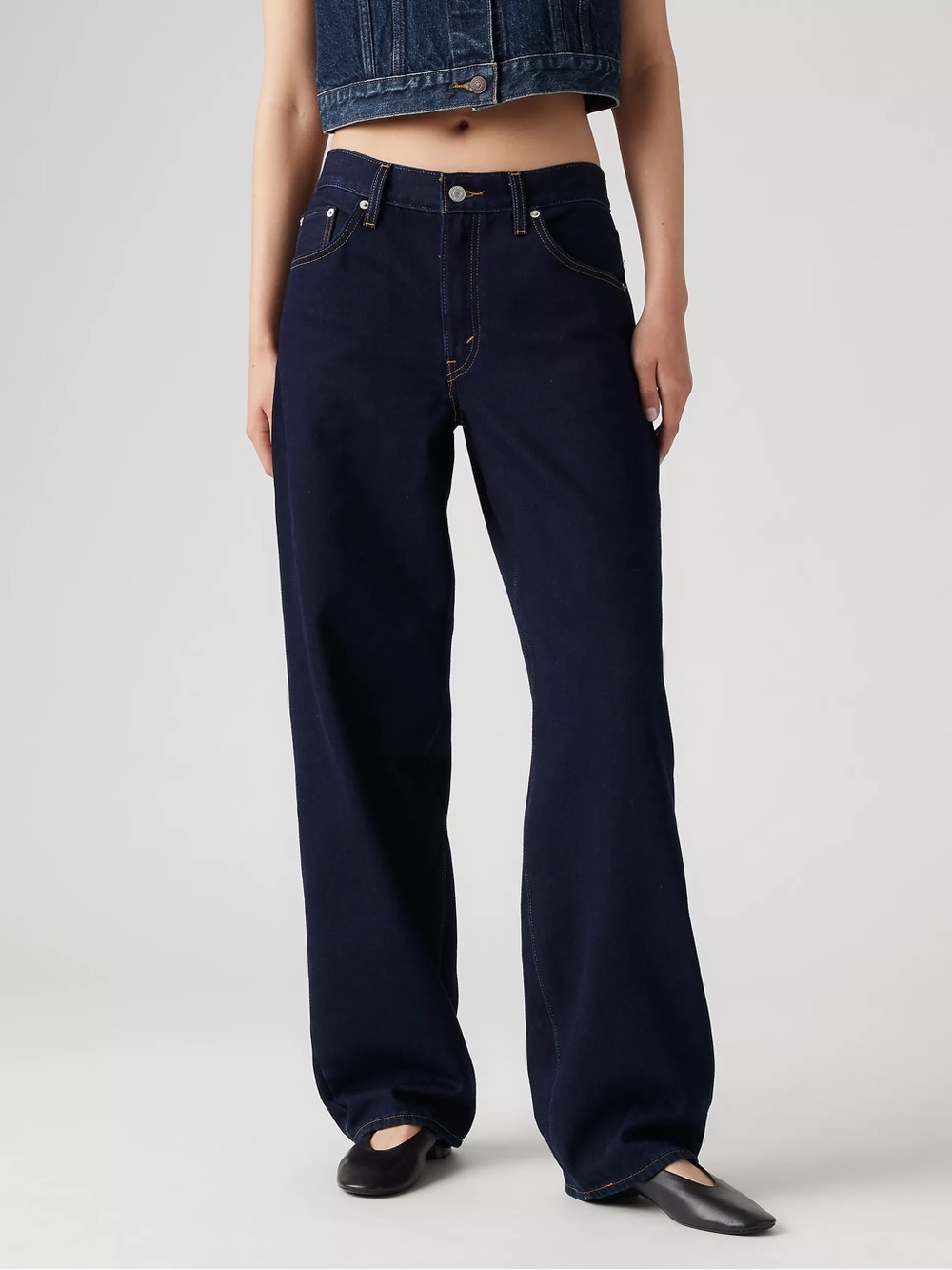 Levi’s baggy dad dark denim straight leg jean size 27